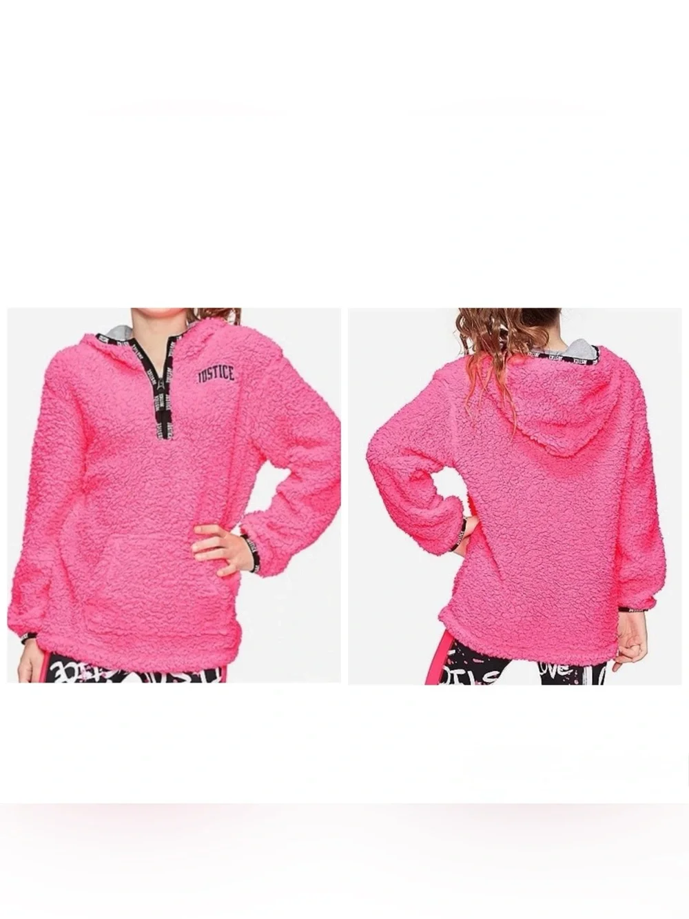 Justice Gray Sherpa Quarter-Zip Pullover Jacket 20 Plus